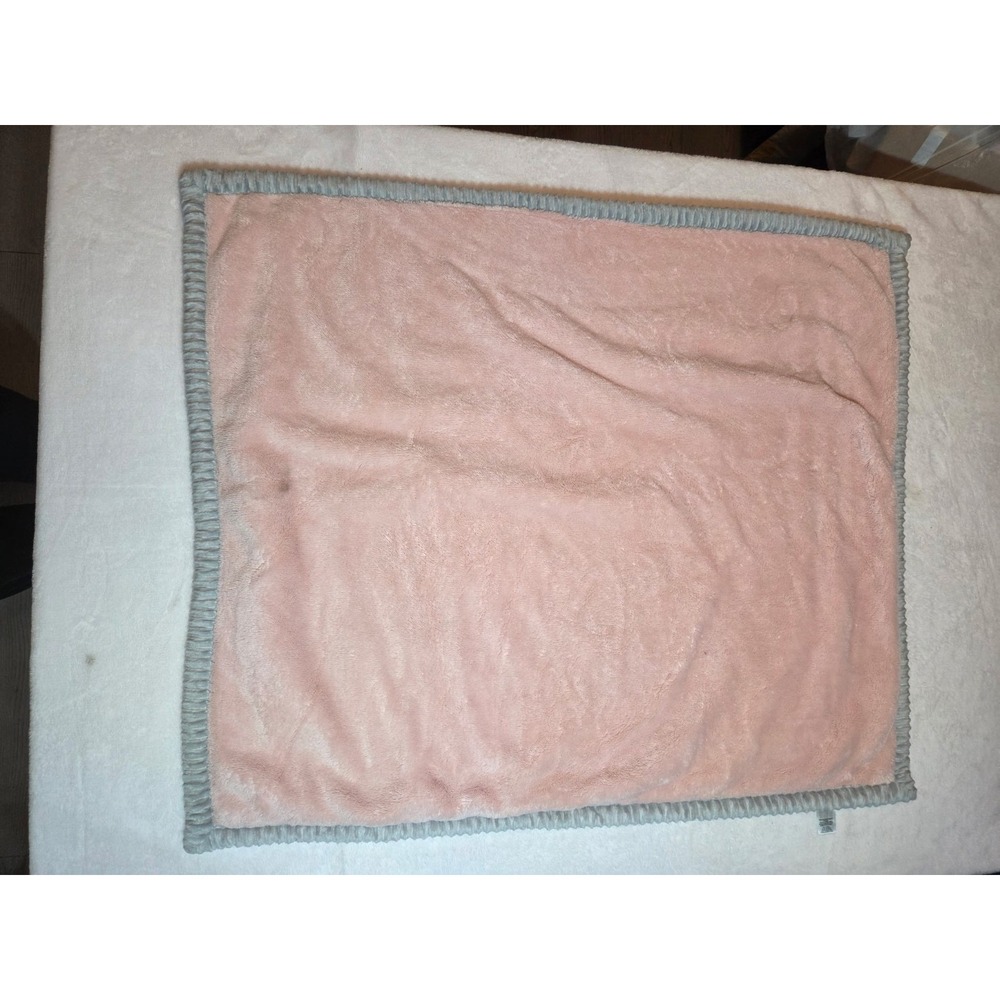 316 Pink Gray Plush Baby Blanket 30x36 Soft Fleece Nursery Security Lovey